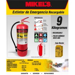 Extintor de Incendios Recargable Rojo 9 Kg Mikels EE-9