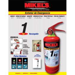 Extintor de Incendios Recargable Rojo 1 Kg Mikels EE-1