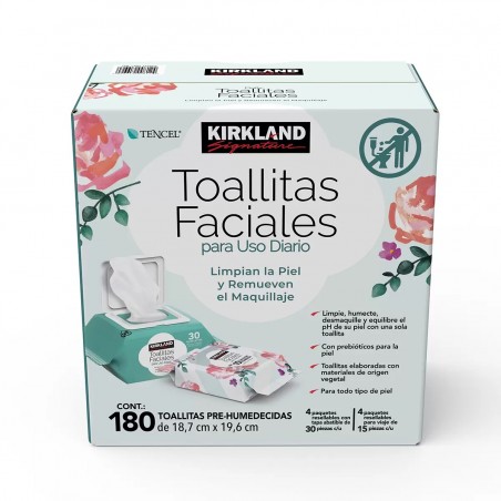 KIRKLAND SIGNATURE TOALLITAS FACIALES  PZAS 1/180 PZS 10241