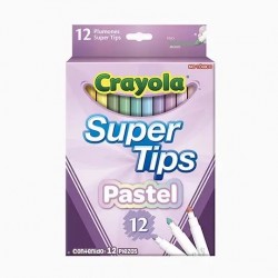 MARCADORES LAVABLE PASTEL CRAYOLA SUPERTIPS CONICA CAJA CON 12 PIEZAS   1/12  17456