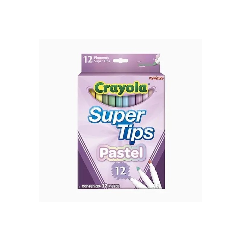 MARCADORES LAVABLE PASTEL CRAYOLA SUPERTIPS CONICA CAJA CON 12 PIEZAS   1/12  17456