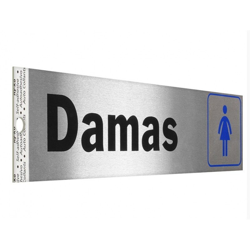 Letrero de Aluminio de Señalización de Pared Damas 5 x 20 cm Hy-ko