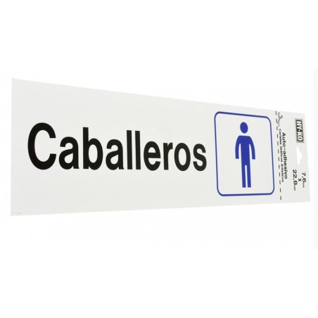 Letrero Plástico de Señalización de Pared Caballeros 7 x 22 cm Hy-ko