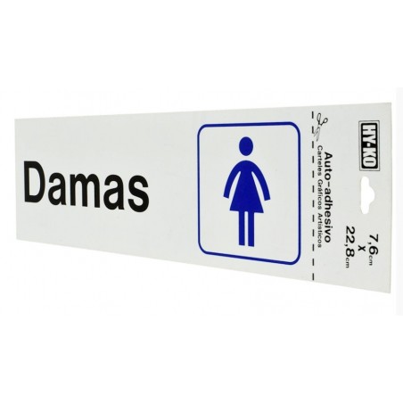 Letrero Plástico de Señalización de Pared Damas 7 x 22 cm Hy-ko