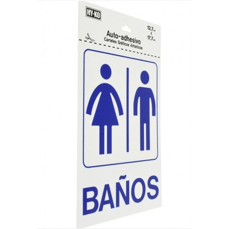Letrero Acrilico de Señalización de Pared Baños 35 x 25 cm Hy-ko