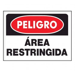 Letrero Plástico de Señalización de Pared Peligro Area Restingida 35 x 24cm Hy-ko