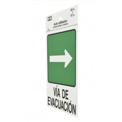 Letrero Plástico de Señalización de Pared Via de Evacuación Derecha 12 x 17 cm Hy-ko