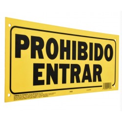 Letrero Plástico de Señalización de Pared Prohibido Entrar 15 x 35 cm Hy-ko