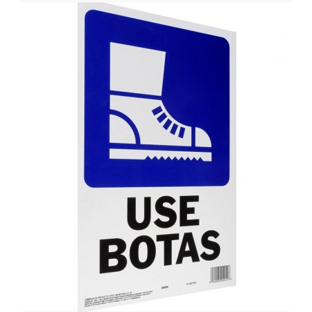 Letrero Plástico de Señalización de Pared Use Botas 35 x 22 cm Hy-ko