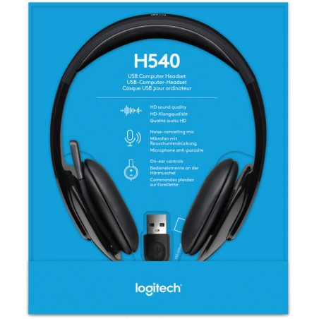 Diadema Alámbrica Logitech H540 Negro USB