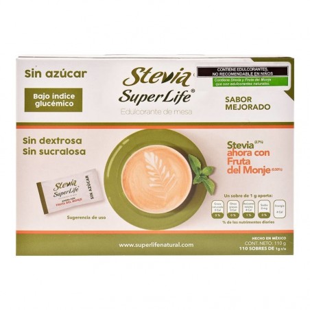 STEVIA CON FRUTO DEL MONJE SUPER LIFE ENDULZANTE 110 SOBRES