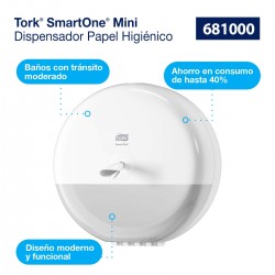 DESPACHADOR DE PAPEL HIGIENICO TORK MINI SMARTONE 1/1 681000