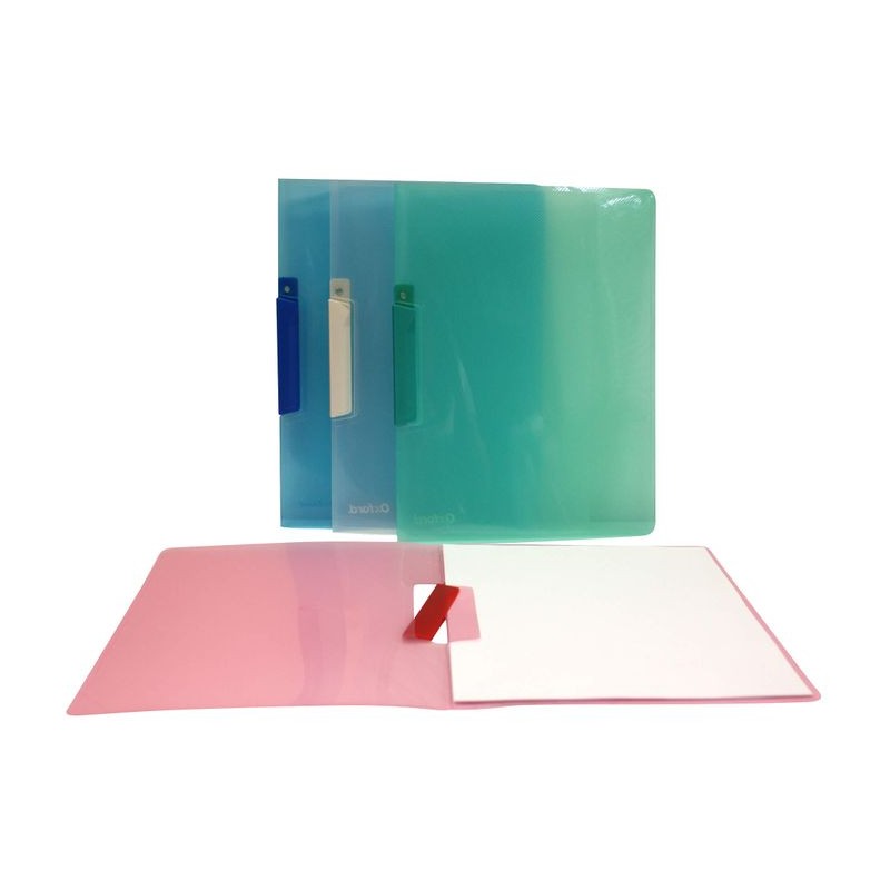 Folder Plastico Transparente de Colores con Clip Oxford