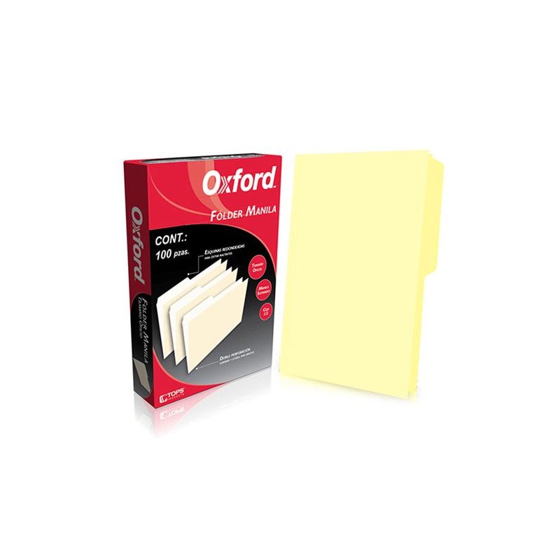 Folder Canario Tamaño Oficio Oxford 100 Piezas