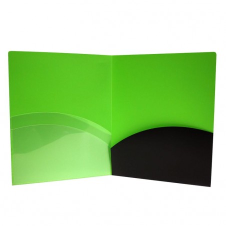 Folder Verde con Negro Carta Polipropileno Doble Solapa Oxford