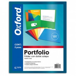 Folder Azul Carta Portfolio Doble Solapa Oxford 5 Piezas