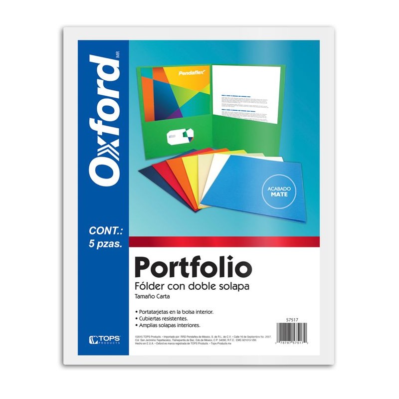 Folder Blanco Carta Portfolio Doble Solapa Oxford 5 Piezas