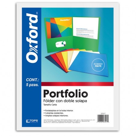 Folder Blanco Carta Portfolio Doble Solapa Oxford 5 Piezas