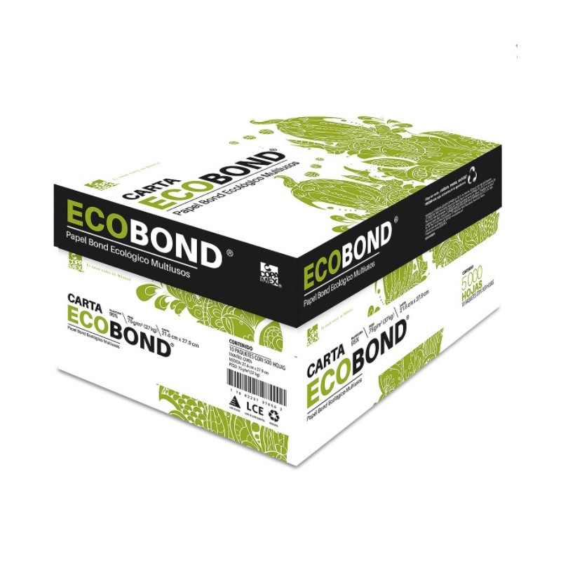Caja de Papel Reciclado Ecobond Carta 75 gr 10/500 Hojas
