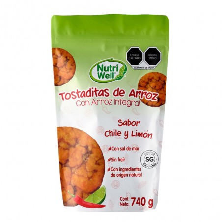 TOSTADITAS DE ARROZ CON CHILE NUTRIWELL 740 G 1/1 558402