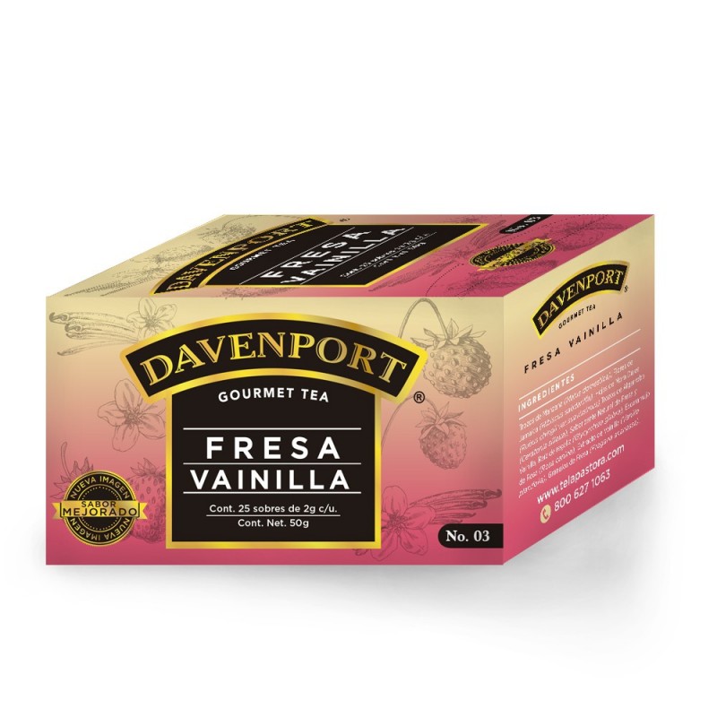 Té de Fresa Vainilla Caja 25 Piezas Davenport 1/25