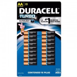 PILAS ALCALINAS AA 18 PZAS DURACELL TURBO 1/18 075552
