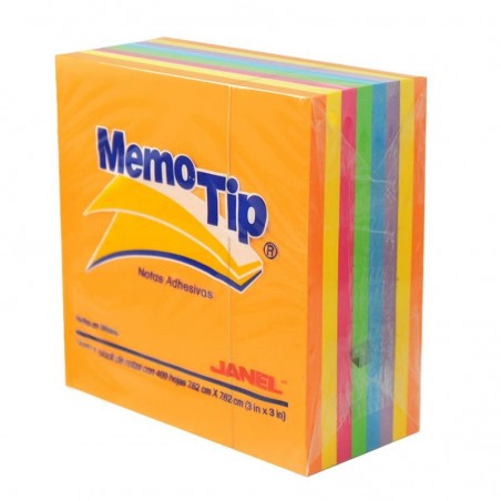 NOTAS ADHESIVAS MEMOTIP NEON 3 X 3  JANEL 04165