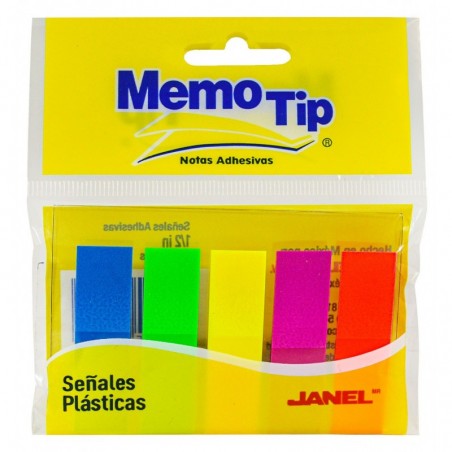 BANDERITAS ADHESIVAS MEMOTIP NEON 15 x 50 MM  JANEL 03997