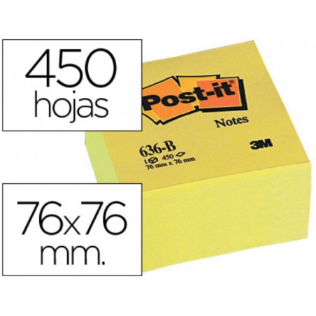 NOTAS ADHESIVAS POST IT AMARILLAS 76 MM X 76 mm  3M 15577