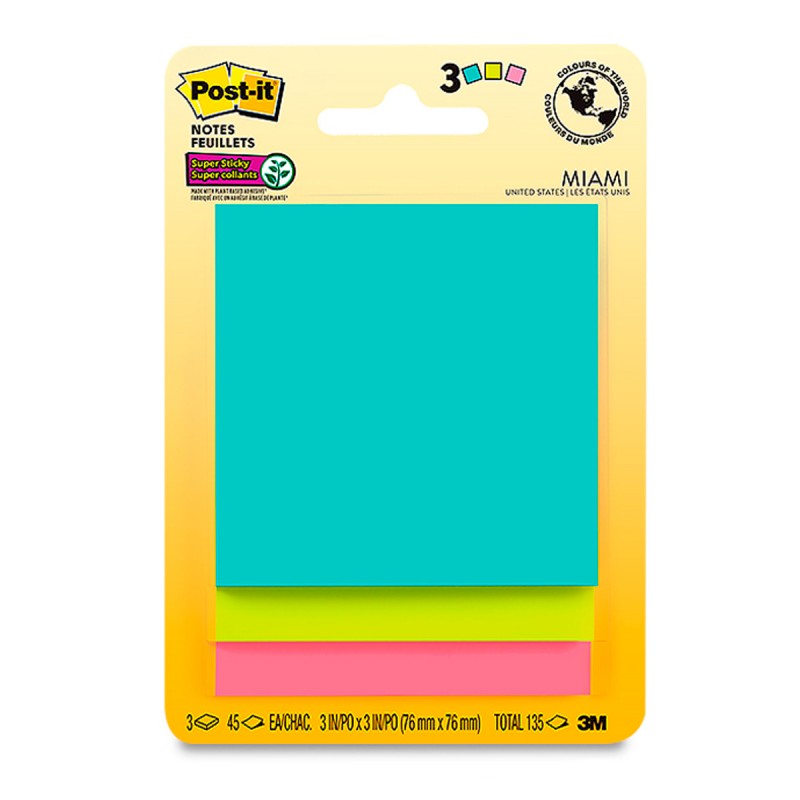 NOTAS SUPER ADHESIVAS POST IT STYLE 76 MM X 76 mm  3M 15578