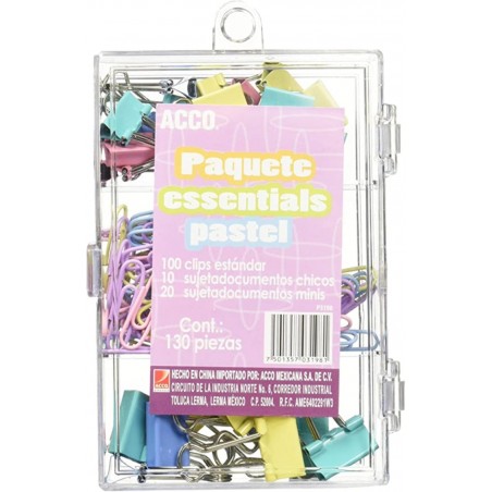 Clips Acco Essentials Pastel Surtido 1/138 pzas 40300