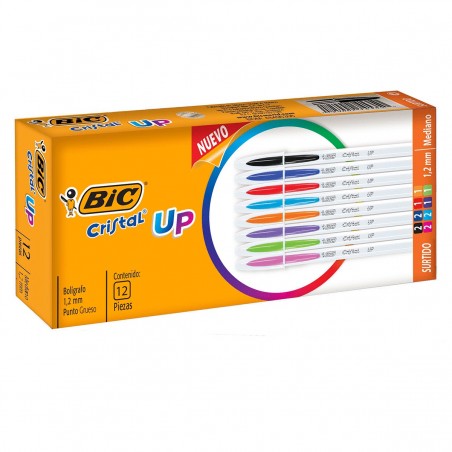 Plumas Bic Cristal Up Punto Grueso Tinta Colores Surtidos 1/12 Piezas 259294