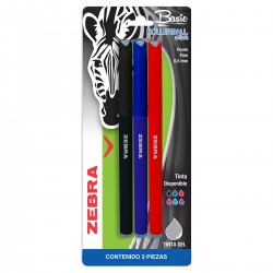 Plumas de Gel Zebra Basic RollerBall Punto Fino Tinta Negra Roja Azul 1/3 Piezas 82031