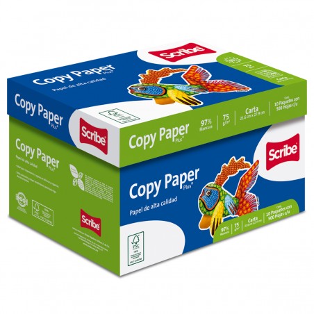 Caja de Papel Scribe Copy Paper Oficio Blanco 75 gr 10/500 Hojas c/u 60383