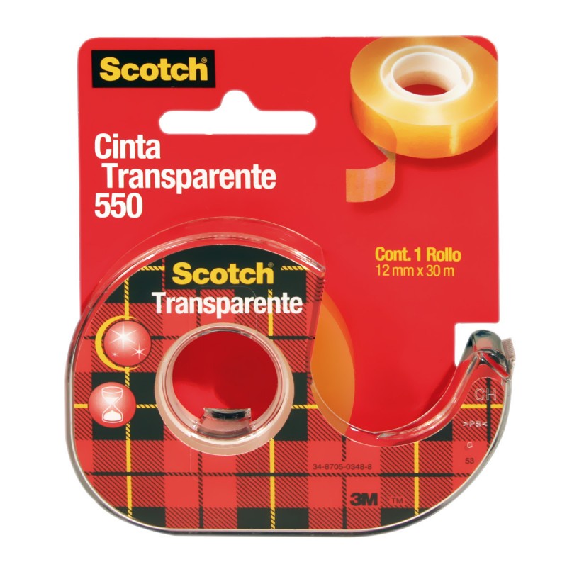 Cinta Adhesiva con Despachador 3M Scotch 550 de 12 mm X 30 m