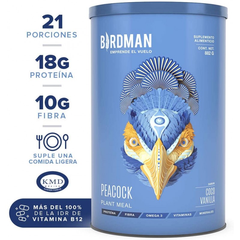 Peacock Organic Meal Birdman Sabor Coco Vainilla 882 Gm