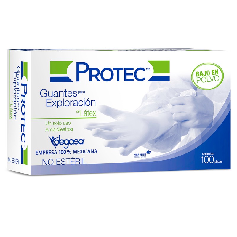 Guantes de Exploracion de Latex Protec Desechables Grandes 1/100 Piezas 331607