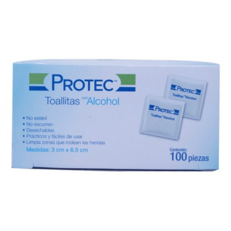 Toallitas con Alcohol Protec 3 x 6.5 cm 100 Piezas  1/100 560052