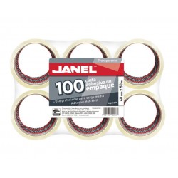 Cinta Transparente de Empaque Janel 100 de 48 mm X 50 m 6 piezas