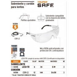 Sobrelentes de Seguridad y Cordón Truper 1/1 14308