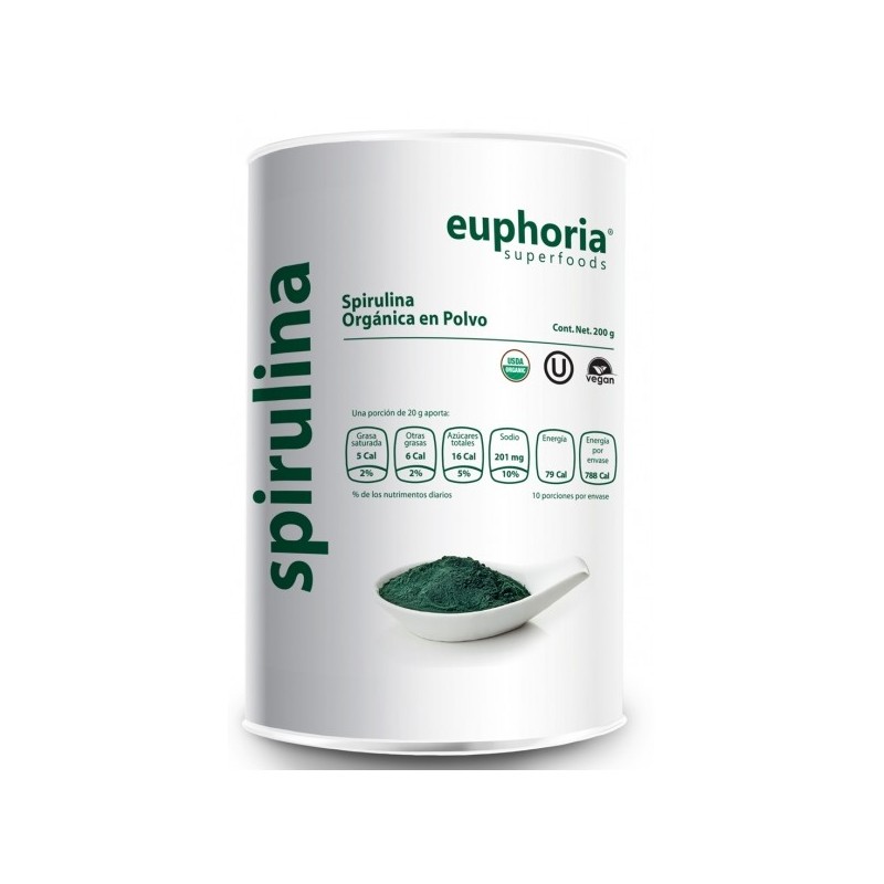 Spirulina Organica en Polvo Euphoria Superfoods 200 Gms