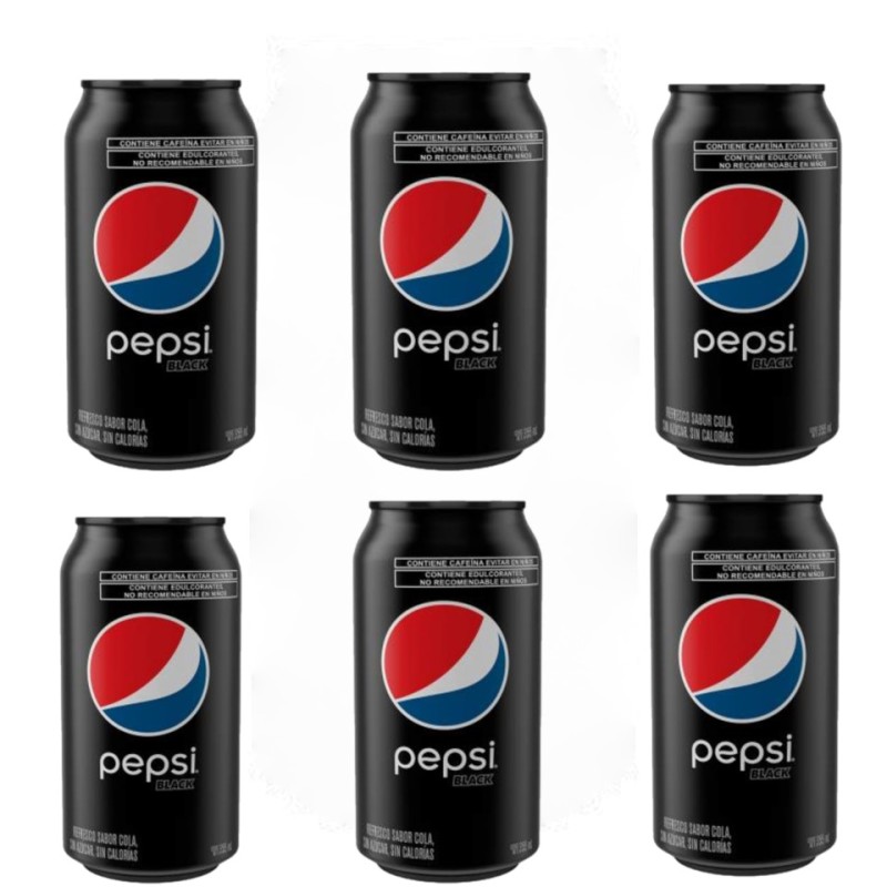 PEPSI BLACK SIN AZUCAR LATA 355 ML 1/6 630412