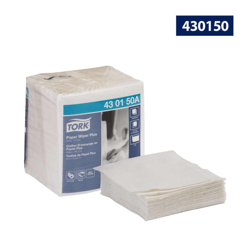 PAÑO DE LIMPIEZA DE PAPEL PLUS DOBLEZ TORK 12/90 430150