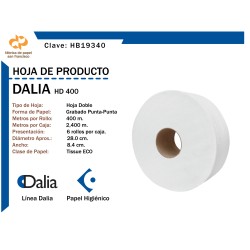 PAPEL HIGIENICO DALIA JUNIOR 6/400 HB19340