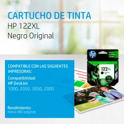 Cartucho de Tinta HP 122 XL CH563HL Negro