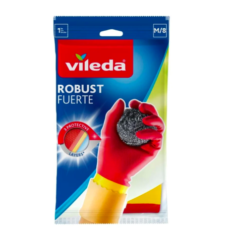 GUANTES ULTRA PROTECTORES  DE LATEX ROJO VILEDA 1/1 100152