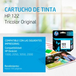 Cartucho de Tinta HP 122 CH562HL Tricolor