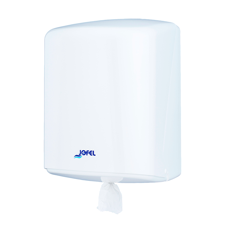 DISPENSADOR DE TOALLA DE PAPEL FLUIDO CENTRICO AZUR BLANCO C/REGULADOR JOFEL 1/1 AG42000