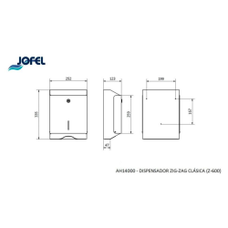 DISPENSADOR DE TOALLAS INTERDOBLADAS ACERO INOXIDABLE SATINADO  JOFEL 1/1 AH14000